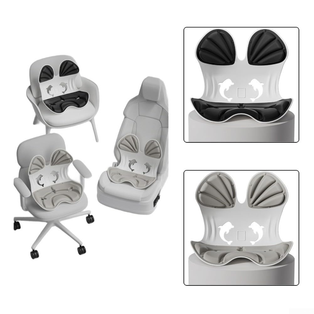Cuscino di supporto lombare in memory foam, ergonomico, con design a 4 zone, sfoderabile e lavabile, per sedia da ufficio, auto, casa, postura ortopedica (nero)