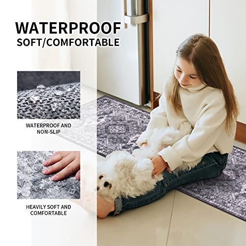 Matbar Kitchen Rugs 3 Piece Set Non Slip Kitchen Mats For Floor Machine Washable Boho Rug Sets Silky Touch Hallway Runner Rugs For Entryway Bedroom Bathroom #TOP3