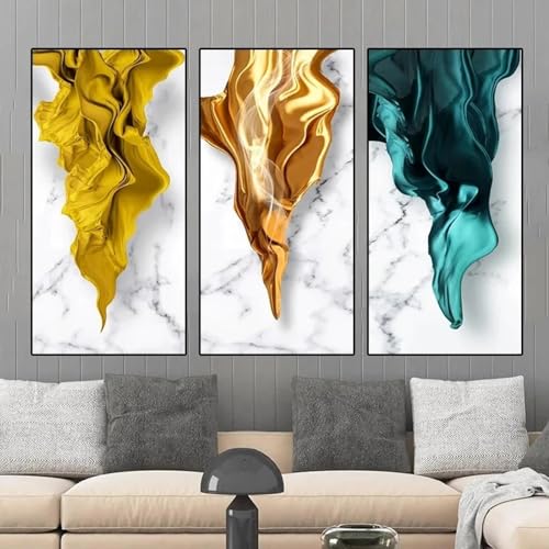 Impressions art mural 40x80 cm de style abstrait chinois or jaune et vert