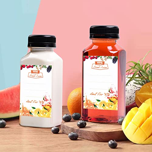 10 Stück 250 ml Leere Flaschen Kunststoff, Wiederverwendbare kleine Flaschen zum Befüllen Trinkflaschen für Smoothie Saft Tee, Klare Trinken Bottle für Mini-Kühlschrank, Juicer Shots, Wasser, Milch