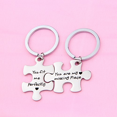 SEIRAA Couples Puzzle Keychain You Are My Missing Piece You Fit Me Perfectly Set Of Two3