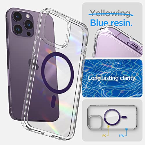 Image of Spigen Ultra Hybrid MagFit Back Cover Case for iPhone 14 Pro, MagSafe Compatible, Air Cushion Technology - Polycarbonate + TPU | Deep Purple