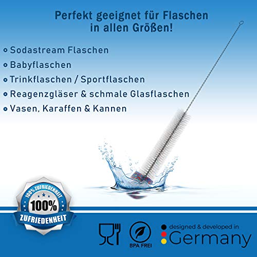 FLASCHOX Premium Flaschenbürste 3er Set I Verbessertes Konzept 2023 I Reinigungsbürste kratzerfrei reinigender Wollkopf… – Bild 7