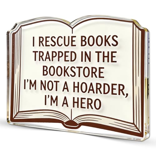 Book Counter Sign Book Lover Gifts for Women Men Acrylic Decorations Plaque