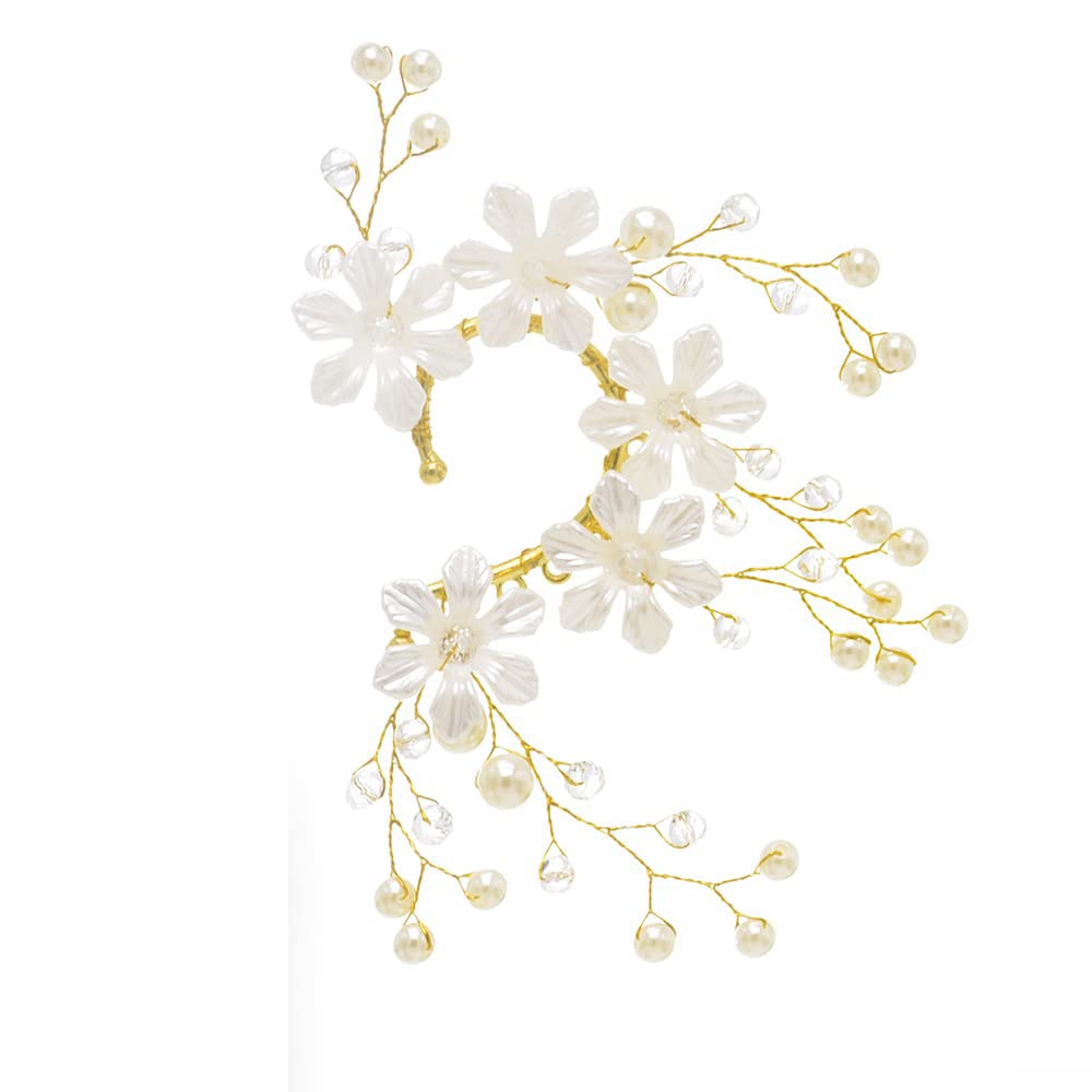 MAKINGTECHandmade Elf Ear Cuffs Fairy Flower Single Left Earring for Women,Wedding Flower Ear Cuff for Women Non Piercing Ear Clips (Left Ear)