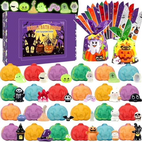 24pcs Halloween Bath Bombs with Toys Inside for Kids Pumpkin Bubble...