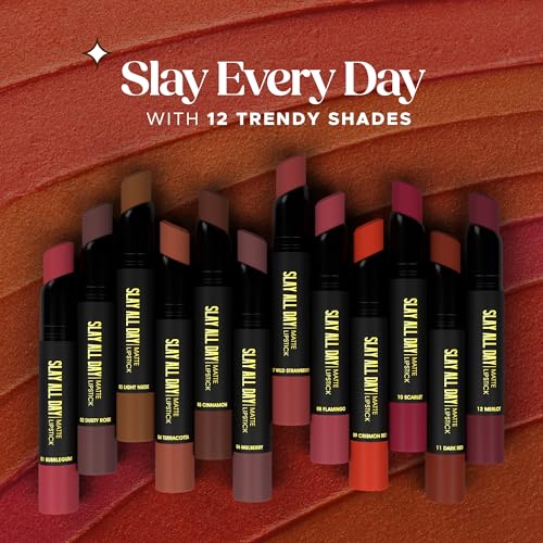 Image of Hilary Rhoda Slay All Day Matte Lipstick | Transfer-proof & Smudge-proof | Long-Lasting & Premium Creamy Lipstick | Waterproof & Vibrant Colour lipstick | 2.6g (Mocha Brown - Shade 16)