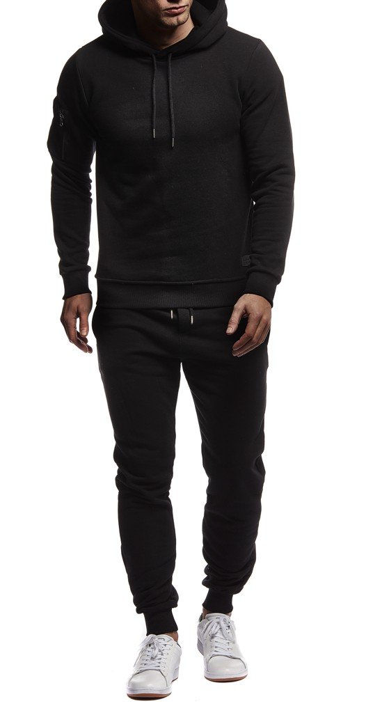 Leif Nelson Gym Herren Freizeitanzug Jogginganzug Männer Lange Trainingsanzug - Jumpsuit Sportanzug Fitness Training Freizeit Kapuzenjacke Hoodie Jogginghose LN8021