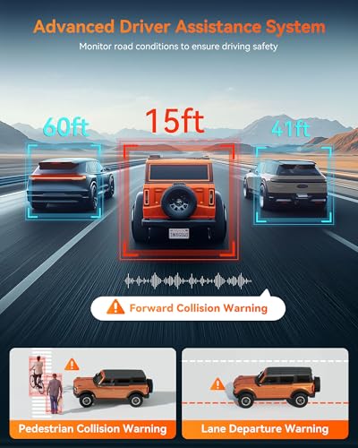 Image of WOLFBOX G840H 12'' Mirror Dash Cam with ADAS and BSD, 2.5K Rear View Mirror Camera Front and Rear, 5.8GHz WiFi, Voice Control, Parking Monitor, Included GPS, Loop Recording (SD Card Not Included)