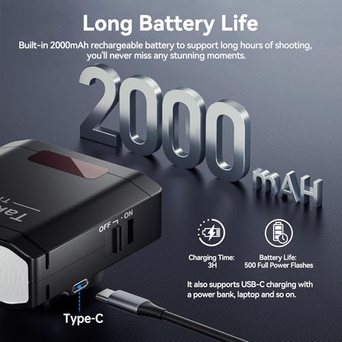 image for Takerers Camera Flash, Mini Flash Speedlite with GN14, 22 Levels Flash