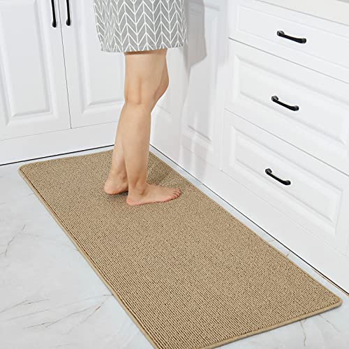 COSY HOMEER Kitchen Rug Mats 2 Pieces Made of 100% Polypropylene Strip TPR Backing Soft Kitchen Mat Specialized in Anti Slippery and Machine Washable, for Kitchen Floor, 20x30 Inch / 20x48 I
