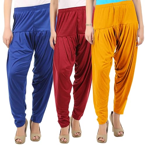 Image of Buy That Trendz Patiala Salwar for Women Pack of 3 Viscose Patiyala Salwar Harem Bottoms Pants