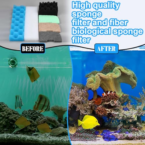 Image of Threlaco 32 Pcs Filter Media Compatible with 406 /407 Filters, Aquarium Replacement Maintenance Kit Including Biological Sponge, Ammonia /Phosphate /Nitrite Remover Pad, Aquarium Towel, Grease