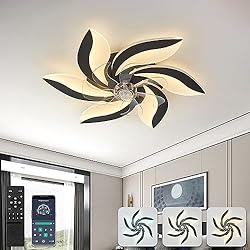 Ventilador Techo Con Mando Leroy Merlin 68cm Ventilador de Techo con Luz y Mando a Distancia Lámpara de Techo Flor Regulable 3000-6000k Motor DC Silencioso Reversible 6 Velocidades Led Lamparas Ventilador para Salón Dormitorio,Negro