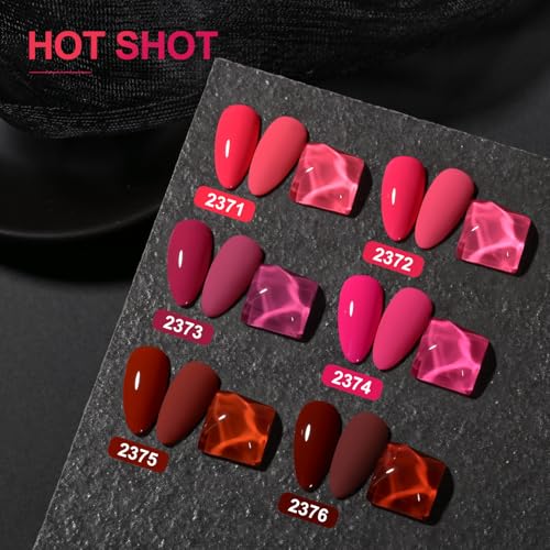 Image of GAOY Red Hot Pink Gel Nail Polish Set, 6 Colors Neon Soak Off UV Light Cure Gel Polish Kit for Salon and Nail Art DIY at Home