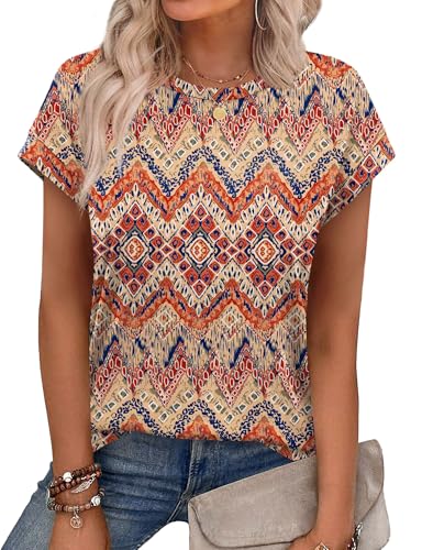 Image of Alaroo Womens Summer Tops Short Sleeve Shirts Crew Neck Tshirt Cute Trendy Tunic Blouses (S-3XL)