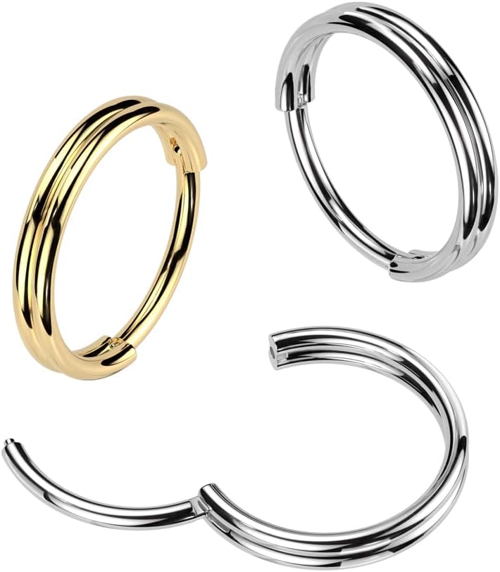 Pierced Owl 20GA 316L Stainless Steel Double Hoop Hinged Segment Clicker Ring - Image 3