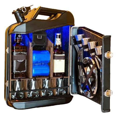 NVYAZJ Mini Whiskey Bar, Cabinet Gas Can Bar with 49/33/14cm Iron, Personalized Small Bar for Man, Dad, Husband, Boyfriend, Boss,Christmas,New Year, Personalized Keg Cabinet