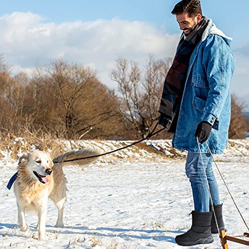 Akk Mens Winter Snow Boots Fur Warm Waterproof Mid-Calf Slip On Outdoor Athletic Black Zipper Size 9.5 #TOP1