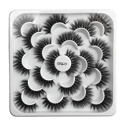 10 Pairs 5D Mink False Eyelashes, Magnetic Eyelashes Fake Natural Look Handmade Eyelashes Makeup Wild Eyelashes, for The Party and Daily Use丨Casual and Party Dress Up (Style B)