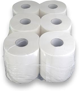 6 Handtuchrollen 2-lagig Tissue Papierrollen MIDI Rollen Hochweiß 20cm breit 160m perforiert 450 Blatt á 20x36cm Innenabrollung Papierhandtuchrolle