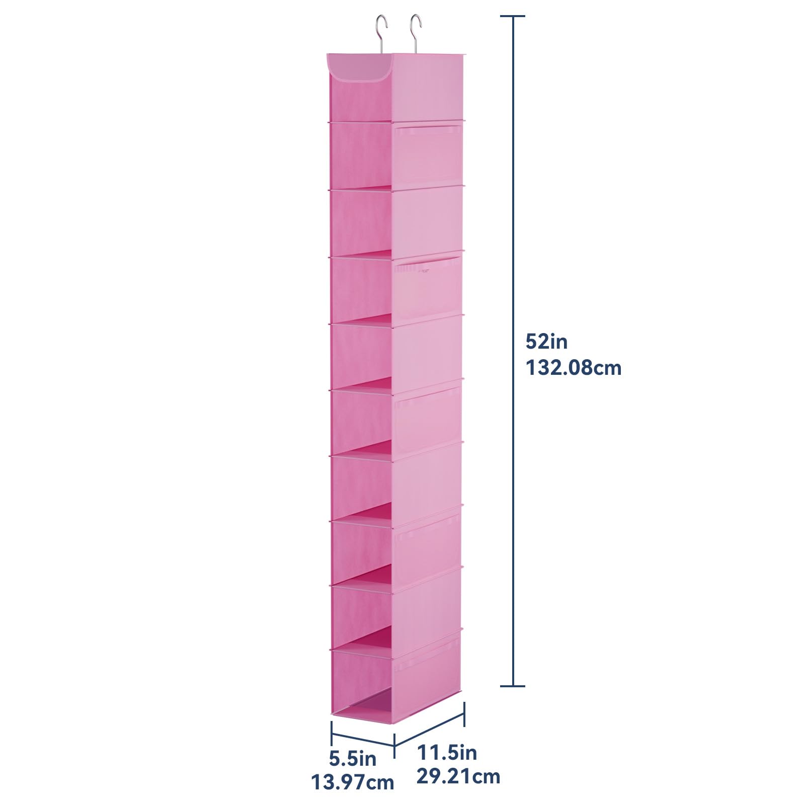 Whitmor 10-Shelf Tissu à Suspendre en Maille Filet Organiseur de placards W/Poches pour Accessoires, Rose