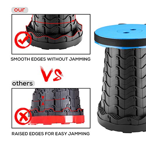 Image of IKURAM Retractable Folding Stool Portable Telescopic Stool Seat Sturdy Lightweight Adjustable Chair Foldable Outdoor Plastic Stools for Camping Hiking BBQ Fishing Garden Indoor Max 396lbs