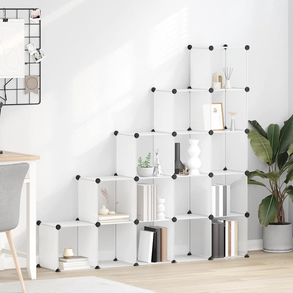 Generisch Estantería de cubo de polipropileno transparente con 15 cubos, estante de almacenamiento de paneles de plástico impermeable y marco de acero resistente, fácil de montar con martillo de