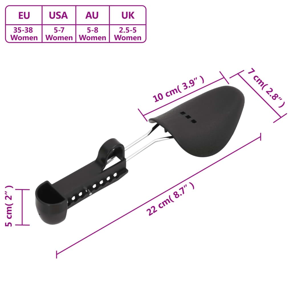 Horma de zapatos con muelle en espiral, plástico, color blanco, par EU 35-38, expansor de zapatos para mujer, zapatillas, botas para el cuidado de la forma y sin arrugas