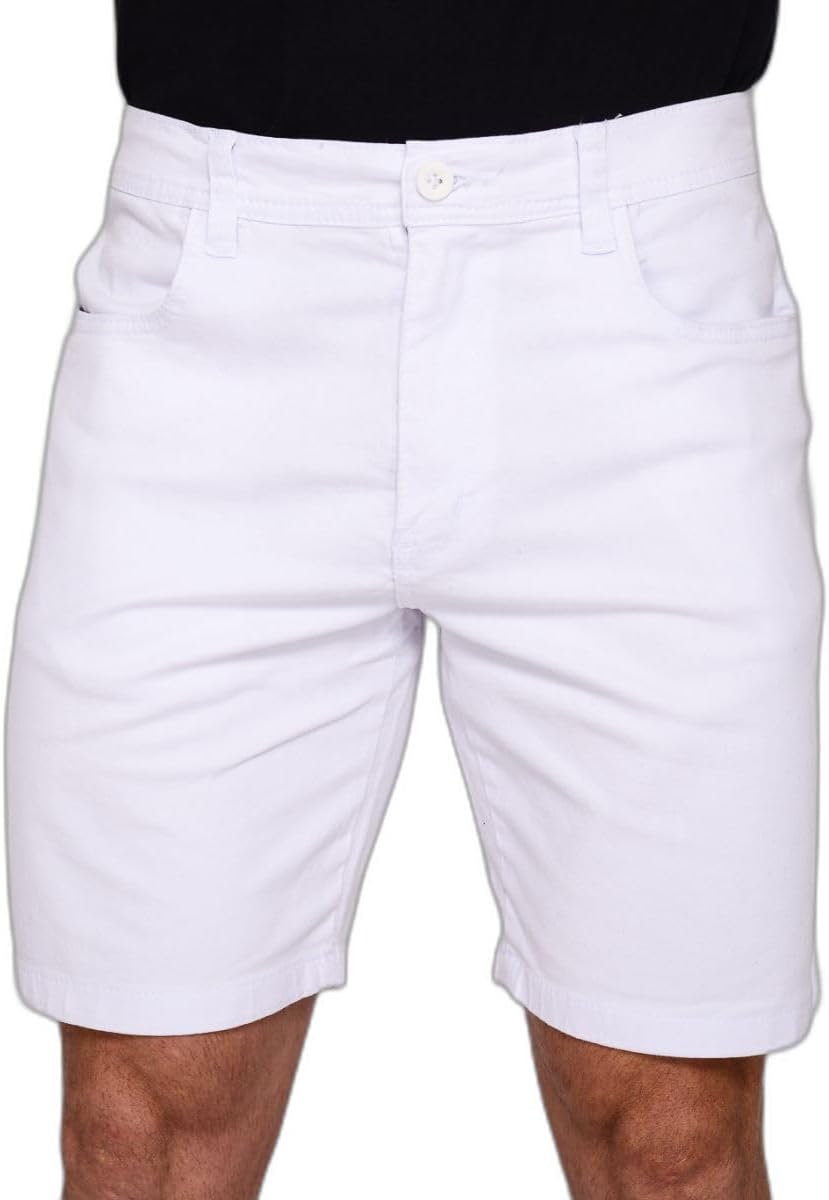 Bermuda Masculina Branca em Sarja com Elastano Elegante e Confortável