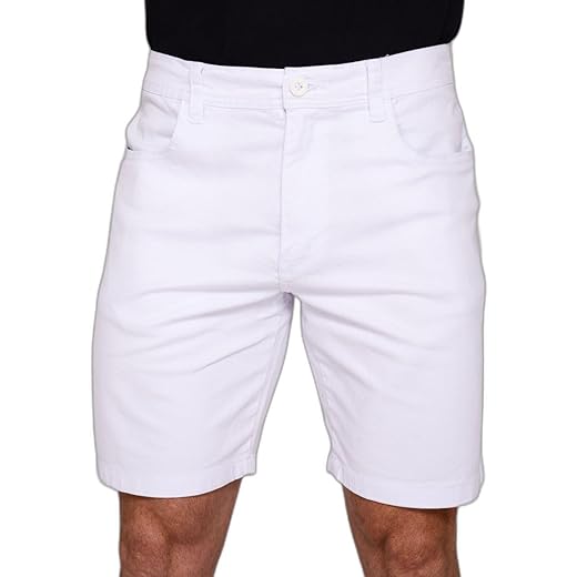 Bermuda Masculina Branca em Sarja com Elastano Elegante e Confortável