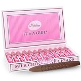 Madelaine Solid Premium Milk Chocolate Cig It's a Girl Baby Shower Favors Gift Box - Made with Cocoa Bean & Swiss-Formulated Chocolate - 12 Count Individually Wrapped in an Elegant Hard Box