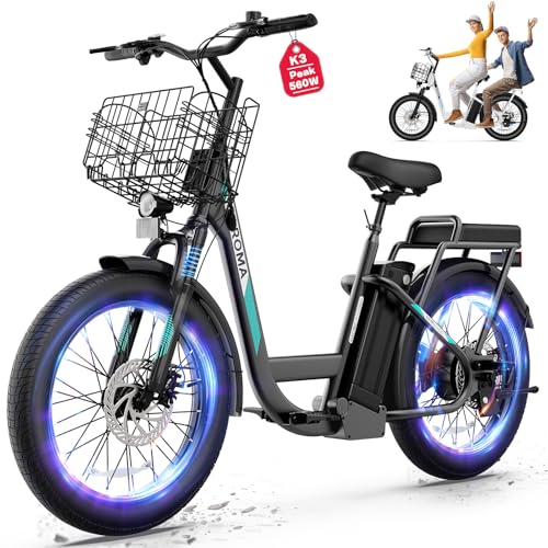 Image of Caroma Peak 1200W Electric Scooter with Seat, 20 inch Tires,30Miles&20MPH | All Terrain E Scooter with 2 Seats,Adjustable Electric Scooter for Adults with Basket,Adult Electric Bicycles Style Scooter