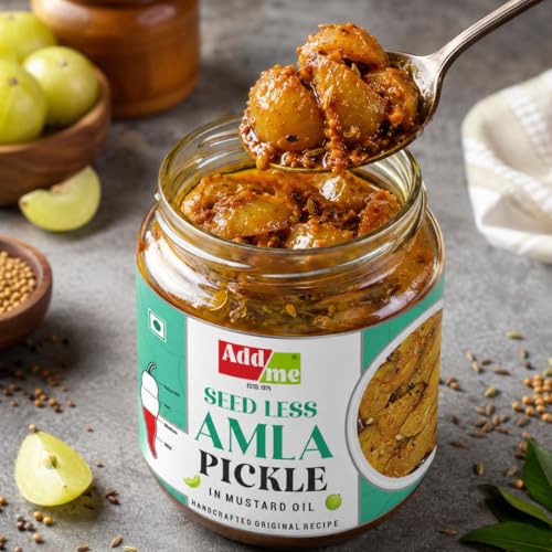 Image of Add me Seedless Amla Pickle 500gm | Immunity Booster Amla ka Achaar | Natural & Fresh Amla Ka Achar In Glass Jar