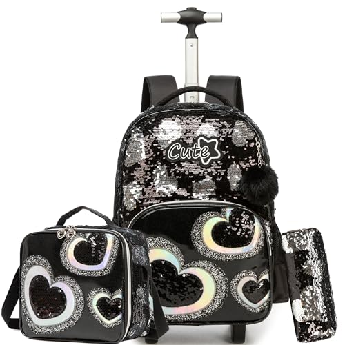 HTgroce Cartable a Roulette Fille, Sac Dos roulettes...