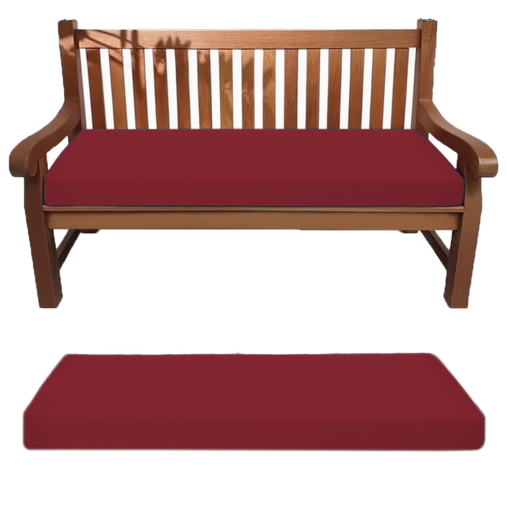 Housse antidérapante lavable pour banc rouge vin 80x55 protectrice et stable pour assise de jardin