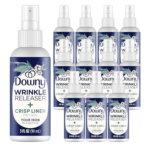 Downy Wrinkle Release Spray Travel Size, All In One Formula, Removes Wrinkles, Static and Odor Eliminator, Light Fresh Scent, 3 Fl Oz, Pack of 12