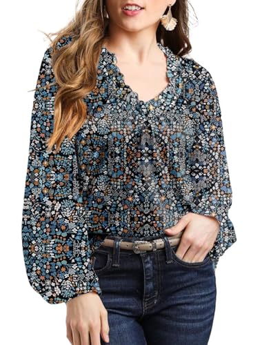 Dokotoo Womens Tops Fall Outfits for Women 2024 Casual Floral Pri...