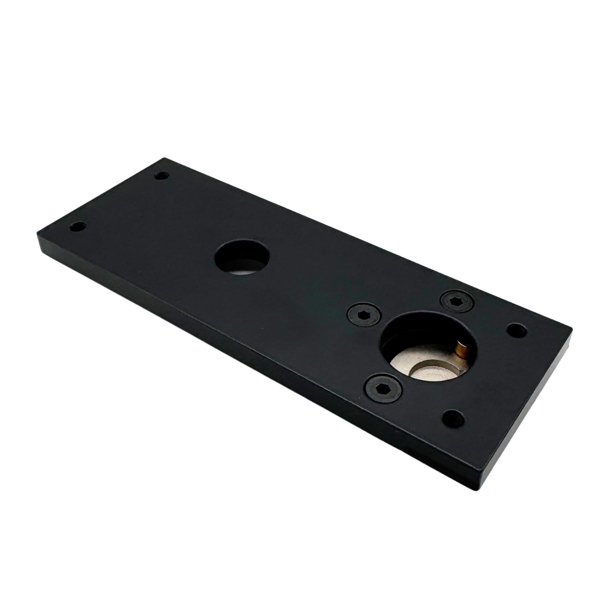 PREFER - Placca di Sicurezza Esterna per Serratura Basculante/Garage , con Ghiera Antitrapano, Verniciata Nera - 16 x 6 x 1,63 cm - 700 grammi