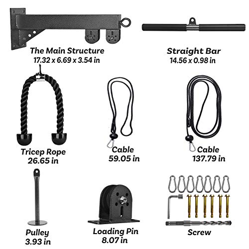 omotor Tricep Press Down Pulley Cable Machine Attachment System with Loading Pin LAT Pulldown Bar Tricep Rope D Handle (Down Pulley Cable Machine) - Thumbnail 6