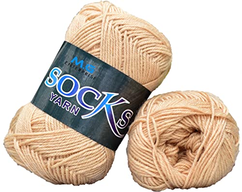 Image of M.G ENTERPRISE Premium Socks high Strength Nylon Yarn Suitable for Socks, Accessories, and Home Decor. 300 gm Light Skin, Suitable for Both Crocheting & Knitting. CSA