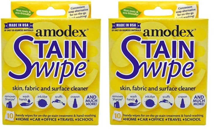 Amodex 10029 Stain Swipe Surface Cleaner Towelettes 10/Pkg, Оne Расk, None, Count (Pack of 2)