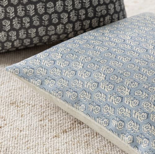 Image of Foindtower Set of 2 Decorative Vintage Floral Print Throw Pillow Covers Neutral Modern Farmhouse Cushion Covers Boho Home Decor for Sofa Couch Chair Bedroom Living Room Outdoor,22x22 Inch,Powder Blue