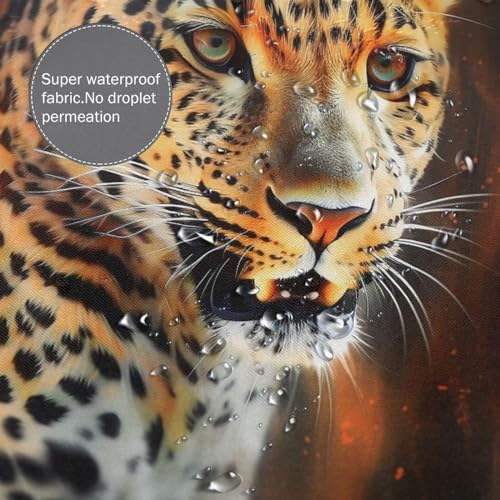 Rideau de douche imperméable léopard 183x183 cm en tissu lavable - 5