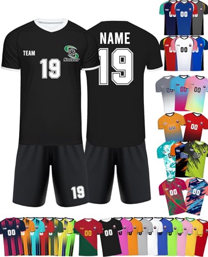 Custom Jersey Soccer with Team Name Number,Personalized Football Shirt Customized Logo Sport Jersey for Men Youth Boys Black