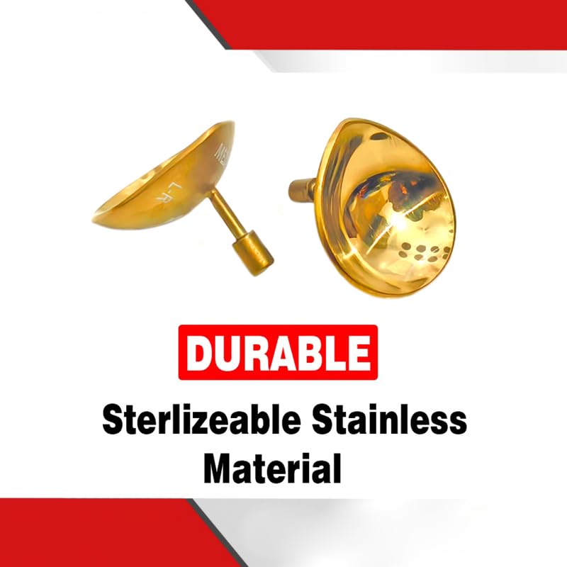 Corneal Eye Shield Protector, Stainless Steel, 18mm x 21mm Small, Gold, 2-Piece Set, Model II