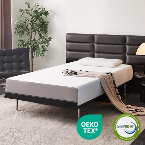 Image of Amazon Basics Memory Foam Mattress, Soft Plush Feel, Breathable, 10 Inch, Twin, White /Grey