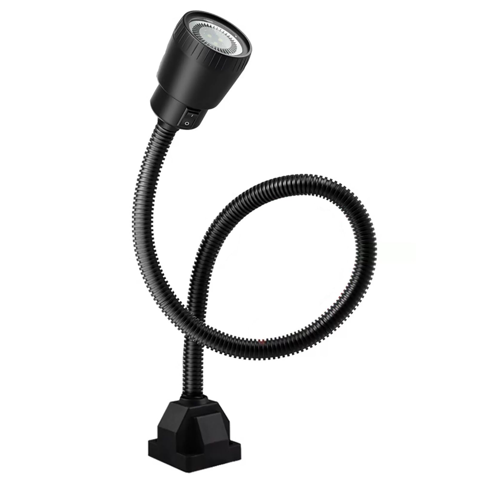 Przemysłowa lampa maszynowa, obracany o 360° wąż metalowy | Łatwy w obsłudze, do tokarek, stołów warsztatowych i obrabiarek (5 W, 110-220 V)