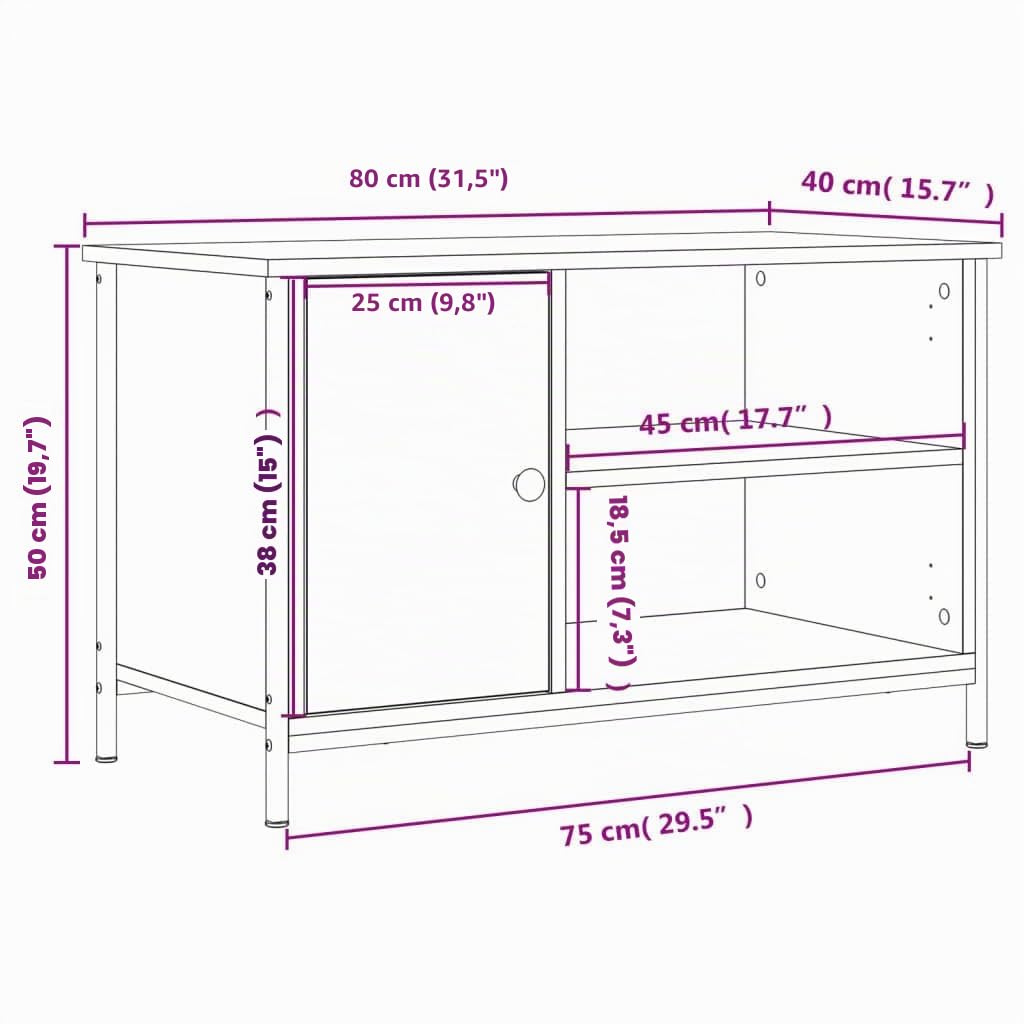 vidaXL Mobile Porta TV Nero 80x40x50 cm in Legno Multistrato