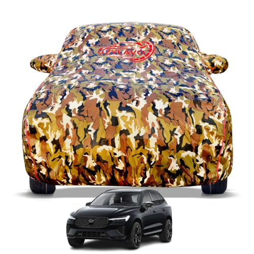Image of Premium Car Cover for Volvo XC 60 Model | Waterproof, UV & Dust Protection | Mirror & Antenna Pocket | Triple Stitched, Soft Inner Lining, Belt & Buckle (Jungle Print)